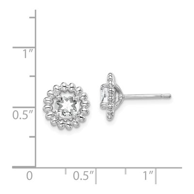 Sterling Silver Round White Topaz Button Stud Earrings – view 5