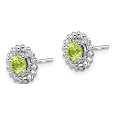 Sterling Silver Round Peridot Button Stud Earrings – view 3