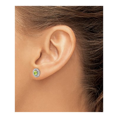 Sterling Silver Round Peridot Button Stud Earrings – view 4