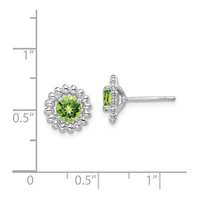 Sterling Silver Round Peridot Button Stud Earrings – view 5