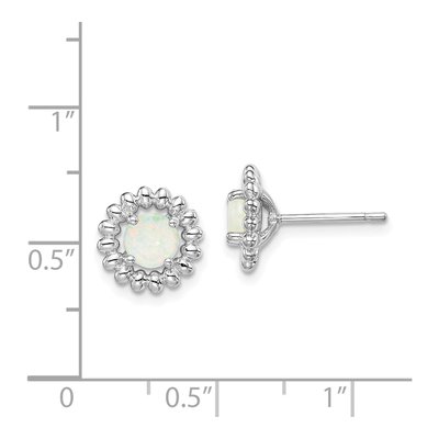 Sterling Silver Round Opal Milky Button Stud Earrings – view 5