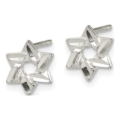 Sterling Silver Diamond-Cut Star Stud Earrings – view 3