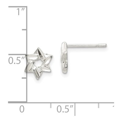 Sterling Silver Diamond-Cut Star Stud Earrings – view 5