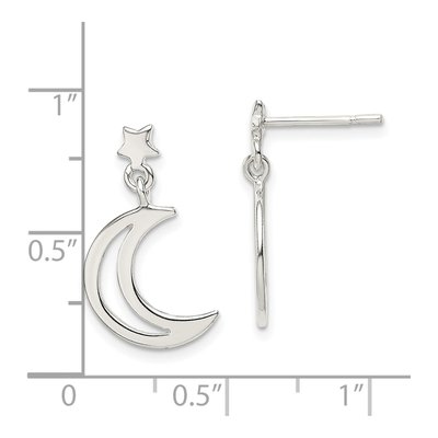 Sterling Silver Star Moon Dangle Earrings – view 5