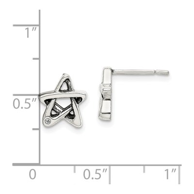 Sterling Silver 1mm Round CZ Star Button Stud Earrings – view 5