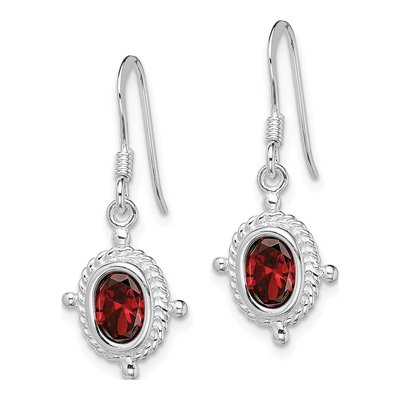 Sterling Silver Garnet Dangle Earrings – view 3