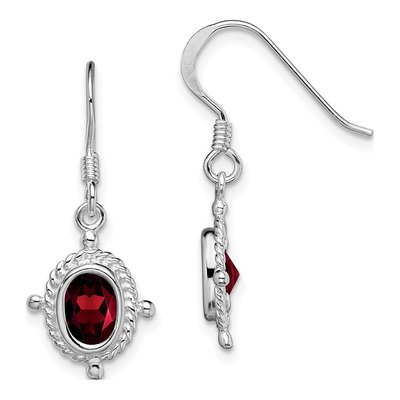 Sterling Silver Garnet Dangle Earrings