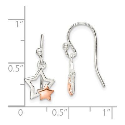 Sterling Silver Rose-Tone Star Dangle Earrings – view 5