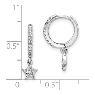 Sterling Silver 19mm CZ Star Huggie Hoop Earrings – view 5