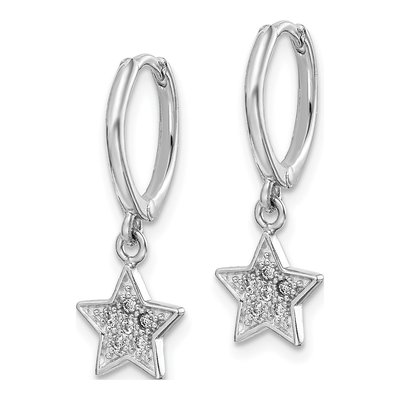 Sterling Silver 22mm CZ Star Huggie Hoop Earrings – view 3