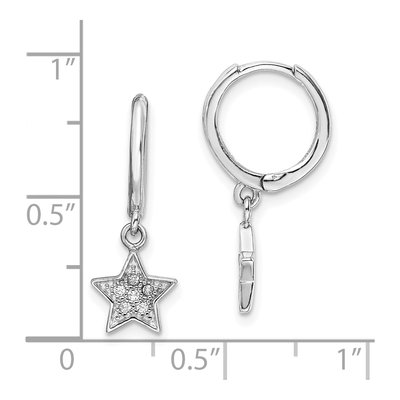 Sterling Silver 22mm CZ Star Huggie Hoop Earrings – view 5