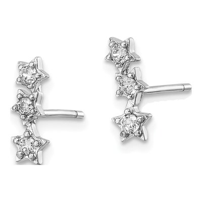 Sterling Silver CZ Triple Star Dangle Earrings – view 3