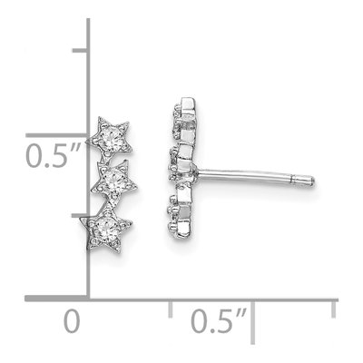 Sterling Silver CZ Triple Star Dangle Earrings – view 5
