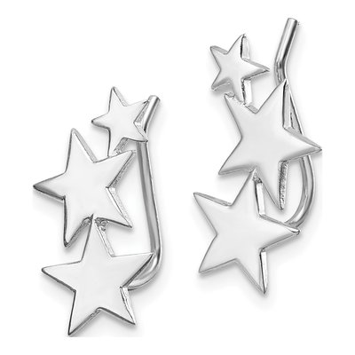Sterling Silver Star Ear Climber Threader Earrings – view 3