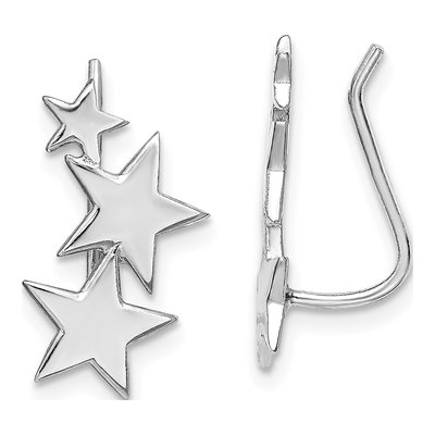 Sterling Silver Star Ear Climber Threader Earrings