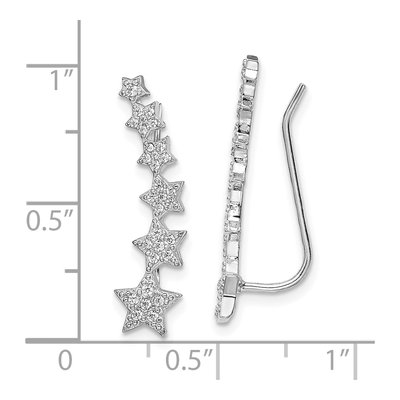 Sterling Silver CZ Star Ear Climbers Threader Earrings – view 5