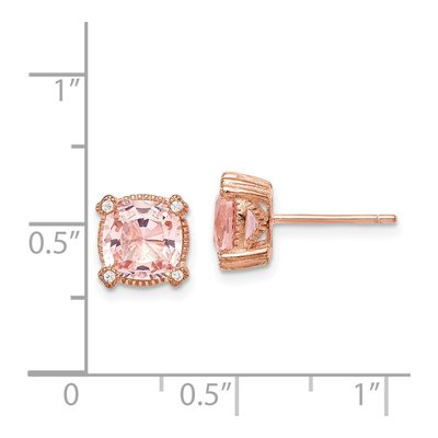 Rose Gold-Plated Sterling Silver 7mm Round Crystal & CZ Button Stud Earrings – view 5