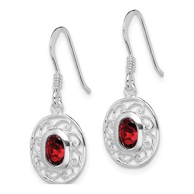 Sterling Silver Garnet Dangle Earrings – view 3