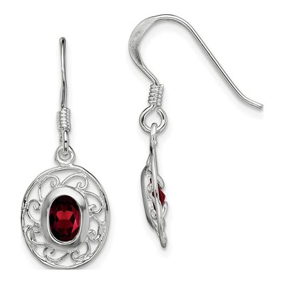 Sterling Silver Garnet Dangle Earrings
