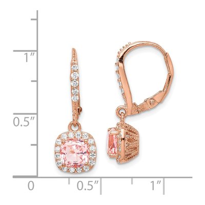 Rose Gold-Plated Sterling Silver Crystal & CZ Halo Leverback Earrings – view 5