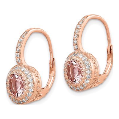 Rose Gold-Plated Sterling Silver Crystal & CZ Halo Leverback Earrings – view 3