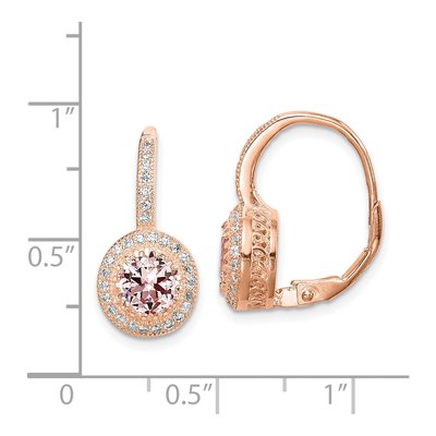 Rose Gold-Plated Sterling Silver Crystal & CZ Halo Leverback Earrings – view 5