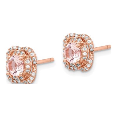 Rose Gold-Plated Sterling Silver 4.5mm Round Crystal & CZ Stud Earrings – view 3