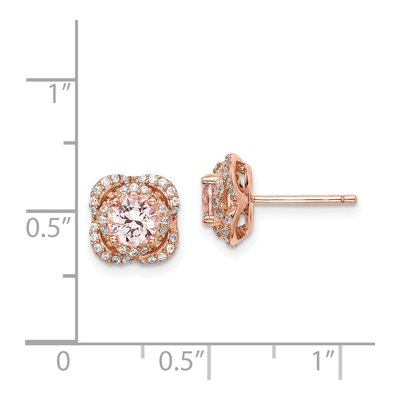 Rose Gold-Plated Sterling Silver 4.5mm Round Crystal & CZ Stud Earrings – view 5