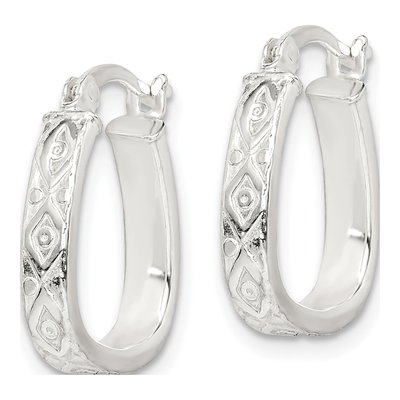 Sterling Silver Textured Hoop Earrings – view 3