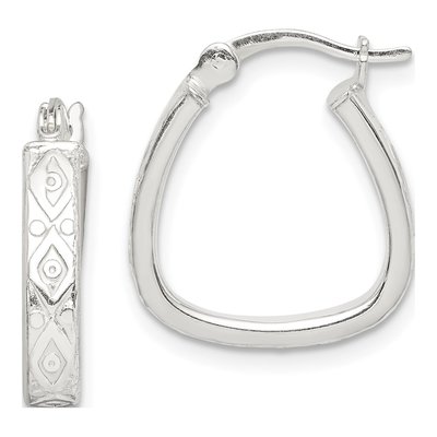 Sterling Silver Textured Hoop Earrings
