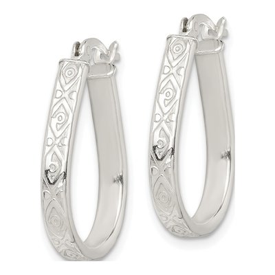 Sterling Silver Textured Teardrop Hoop Earrings – view 3