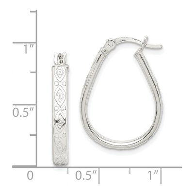 Sterling Silver Textured Teardrop Hoop Earrings – view 5