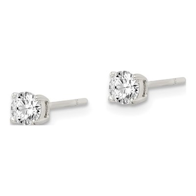 Sterling Silver 4mm CZ Round Stud Earrings – view 3