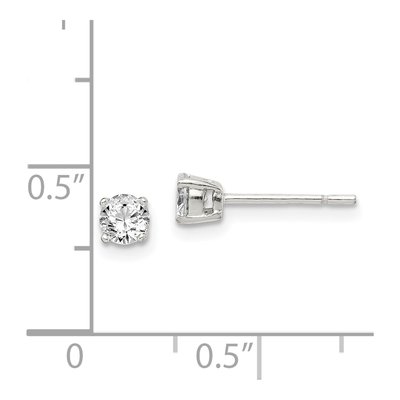 Sterling Silver 4mm CZ Round Stud Earrings – view 5