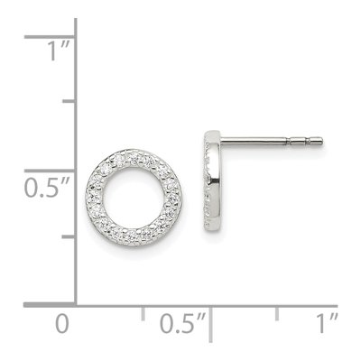 Sterling Silver Round CZ Circle Stud Earrings – view 5
