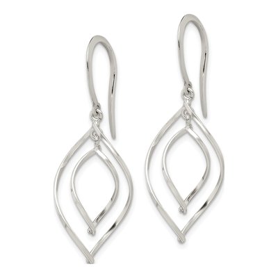 Sterling Silver Twisted Marquise Dangle Earrings – view 3