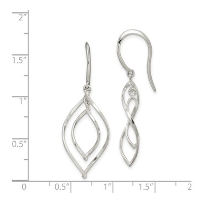 Sterling Silver Twisted Marquise Dangle Earrings – view 5