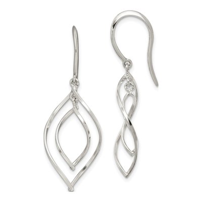 Sterling Silver Twisted Marquise Dangle Earrings