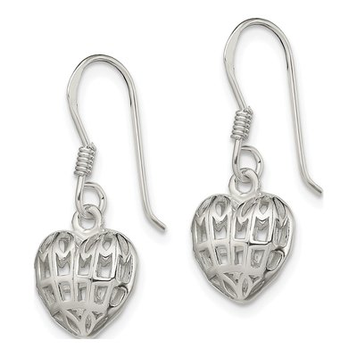 Sterling Silver Heart Dangle Earrings – view 3