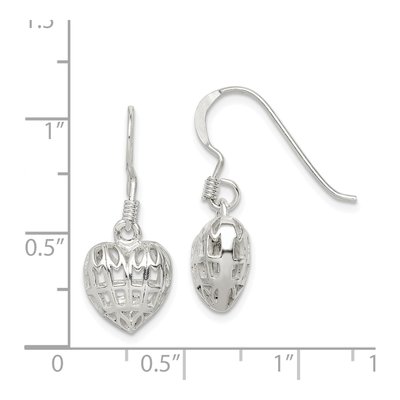Sterling Silver Heart Dangle Earrings – view 5