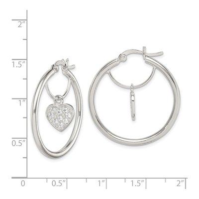 Sterling Silver CZ Heart Hoop Earrings – view 5