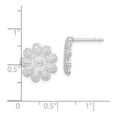 Sterling Silver CZ Flower Stud Earrings – view 4