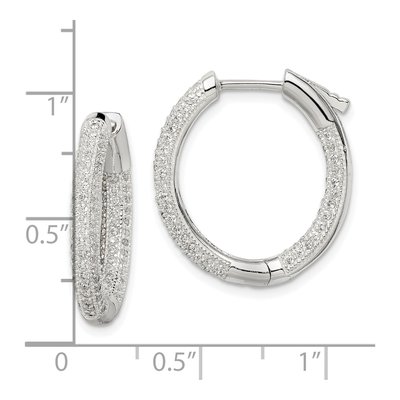 Sterling Silver 23mm CZ Huggie Hoop Earrings – view 5