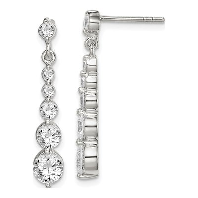 Sterling Silver CZ Journey Dangle Earrings