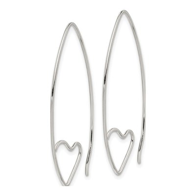 Sterling Silver Heart Threader Earrings – view 3