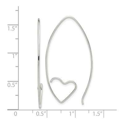 Sterling Silver Heart Threader Earrings – view 5