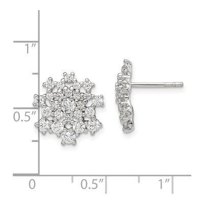 Sterling Silver Round CZ Cluster Stud Earrings – view 5