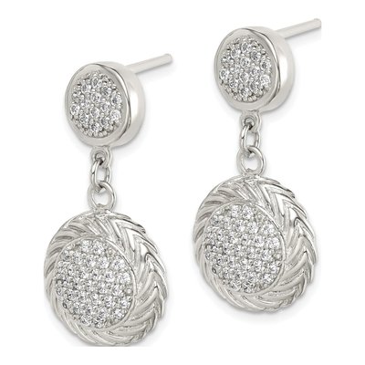 Sterling Silver CZ Circle Dangle Earrings – view 3