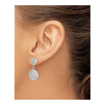 Sterling Silver CZ Circle Dangle Earrings – view 4