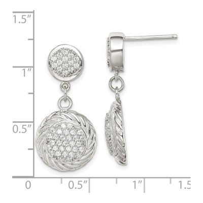 Sterling Silver CZ Circle Dangle Earrings – view 5